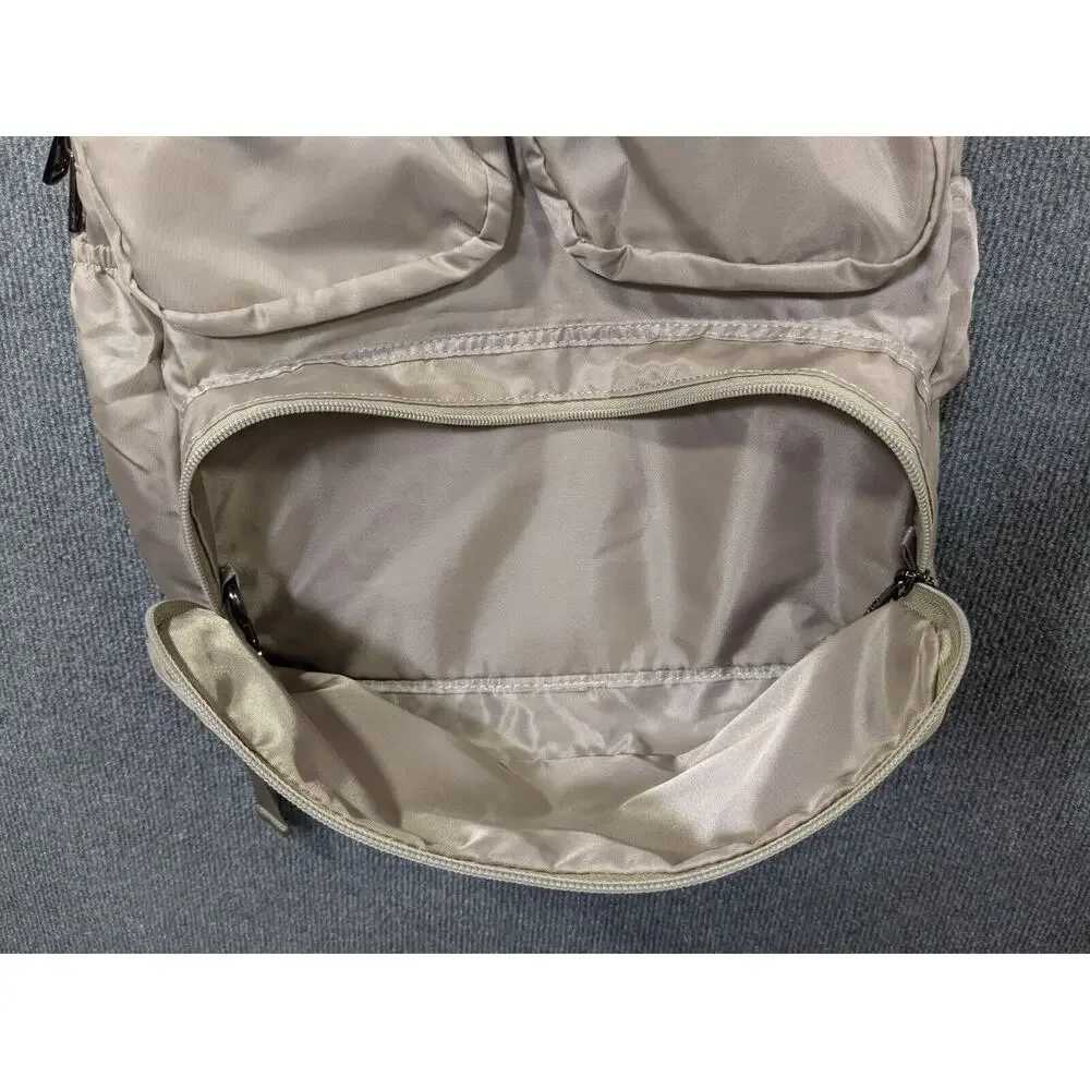 Lug Puddle Jumper Back Pack Womens Pockets Zip Nylon Solid Tan